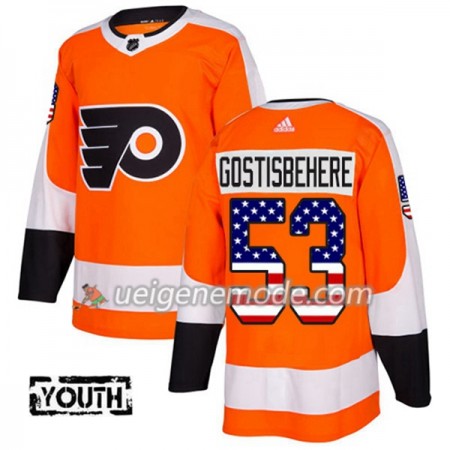 Kinder Eishockey Philadelphia Flyers Trikot Shayne Gostisbehere 53 Adidas 2017-2018 Orange USA Flag Fashion Authentic